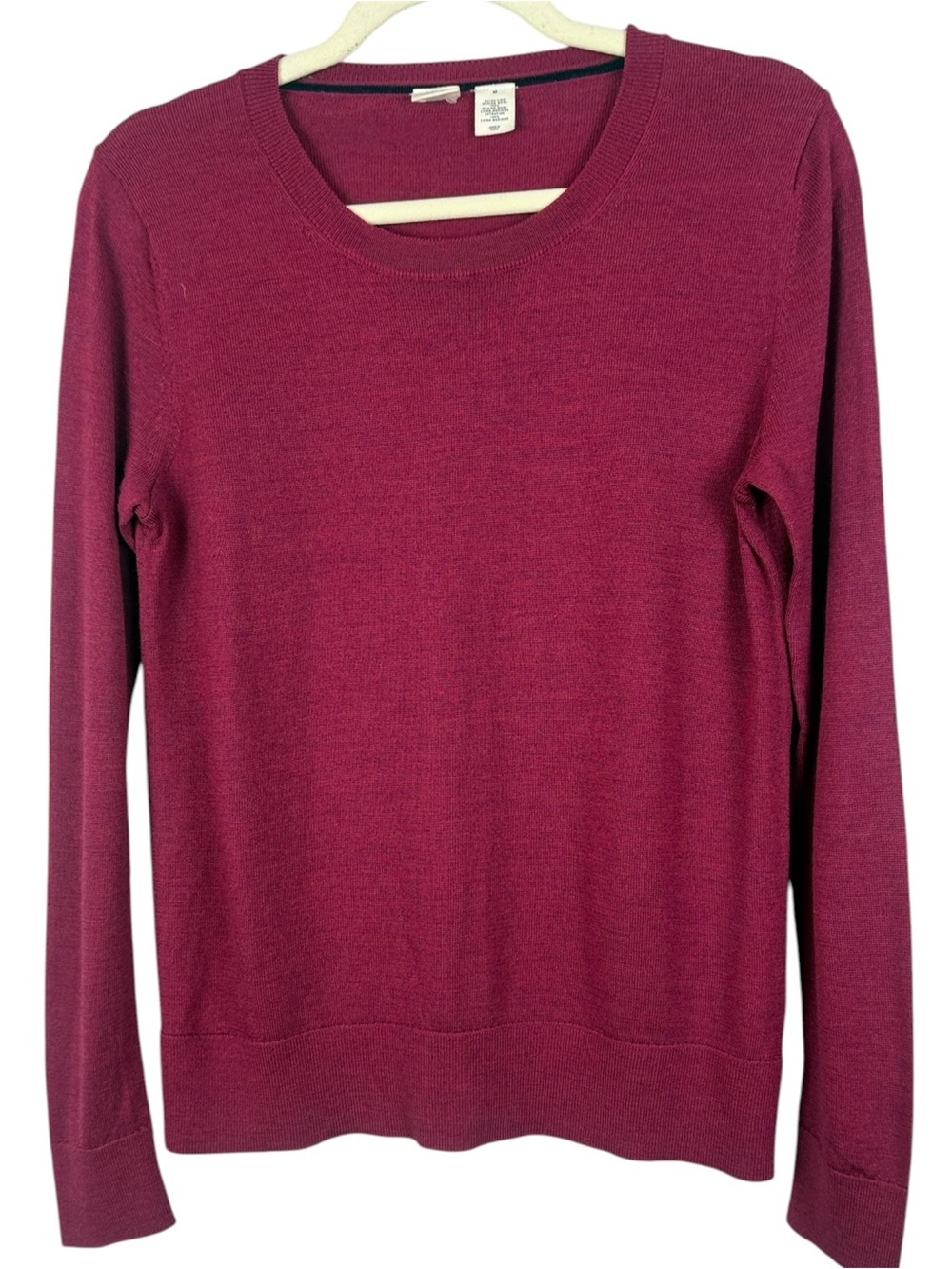 GAP Extra Fine 100% Merino Wool Crewneck Sweater Burgundy Magenta Medium